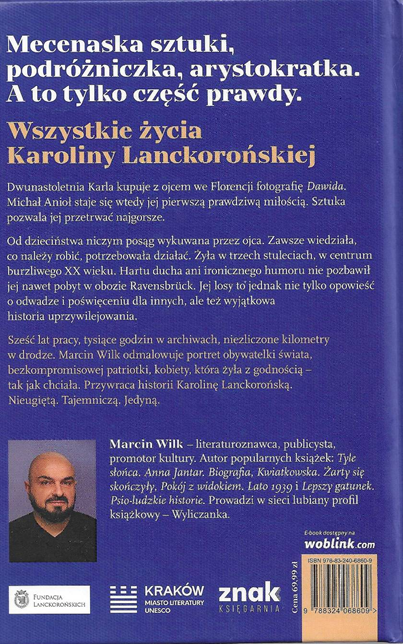 Tył okładki książki "Karoliny Lanckorońskiej portret niedokończony"